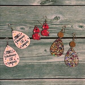 Colorful Teardrop and Dog Earrings Set